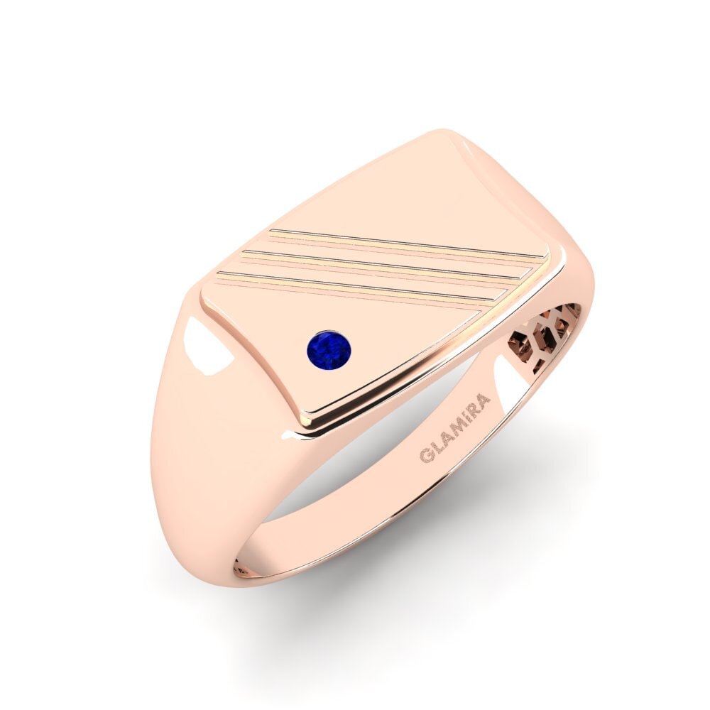 Oro Rosso 750 Zaffiro Anello da uomo Allame