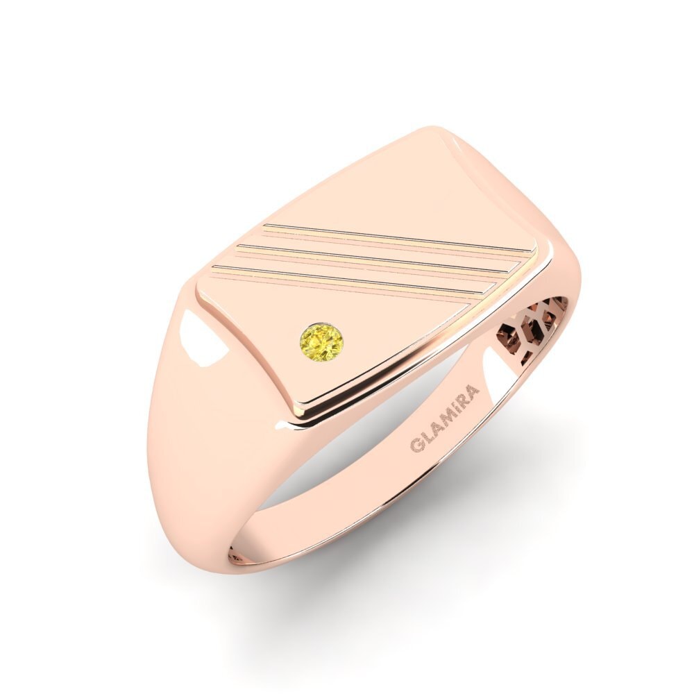 Oro Rosso 585 Zaffiro Giallo Anello da uomo Allame