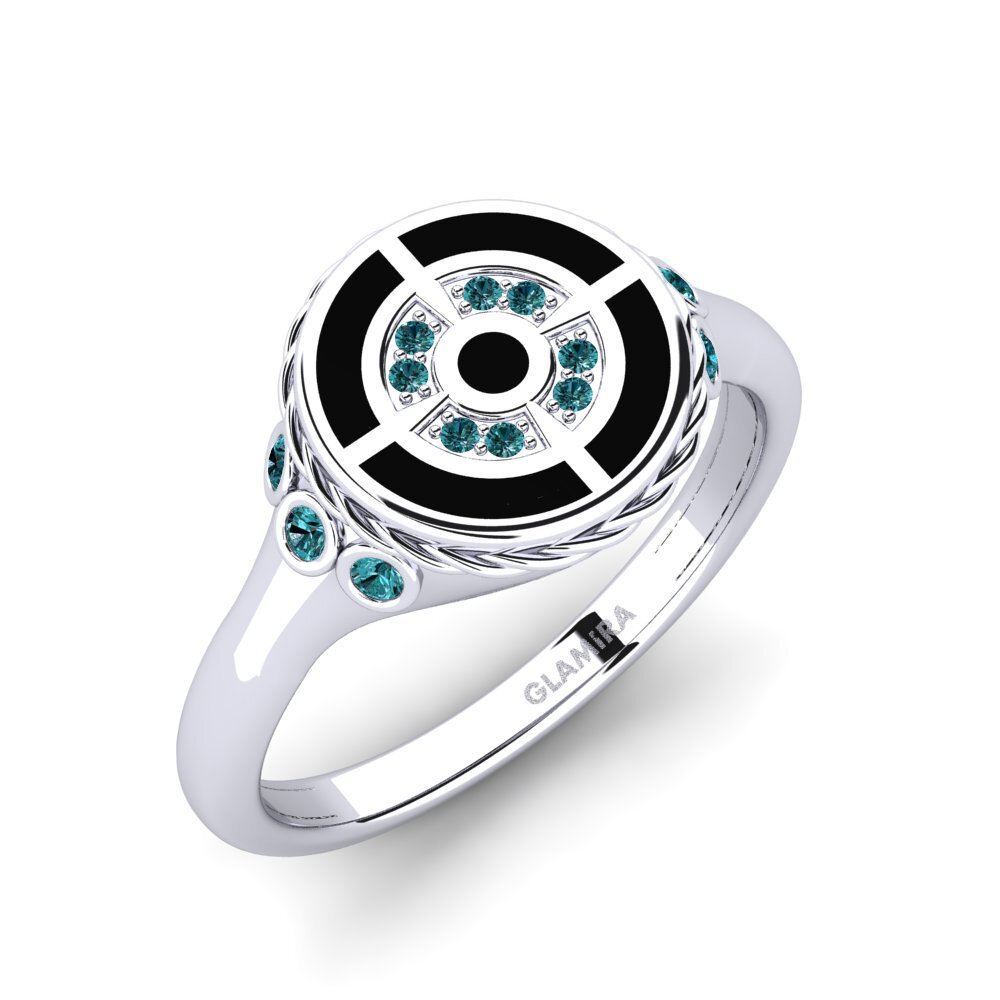 Plata 925 Diamante Azul Anillo de Hombre Bergmite