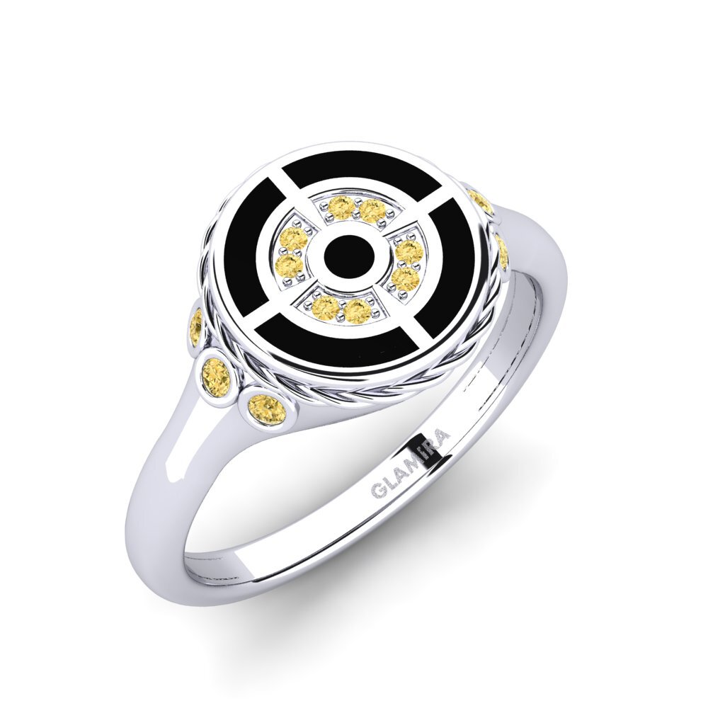 White Silver Yellow Diamond Men's Ring Bergmite