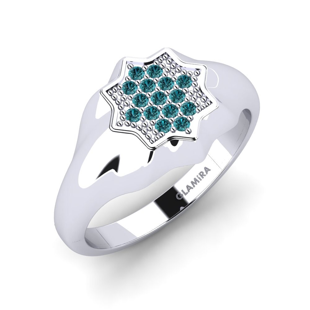 Plata 925 Diamante Azul Anillo de Hombre Boerner