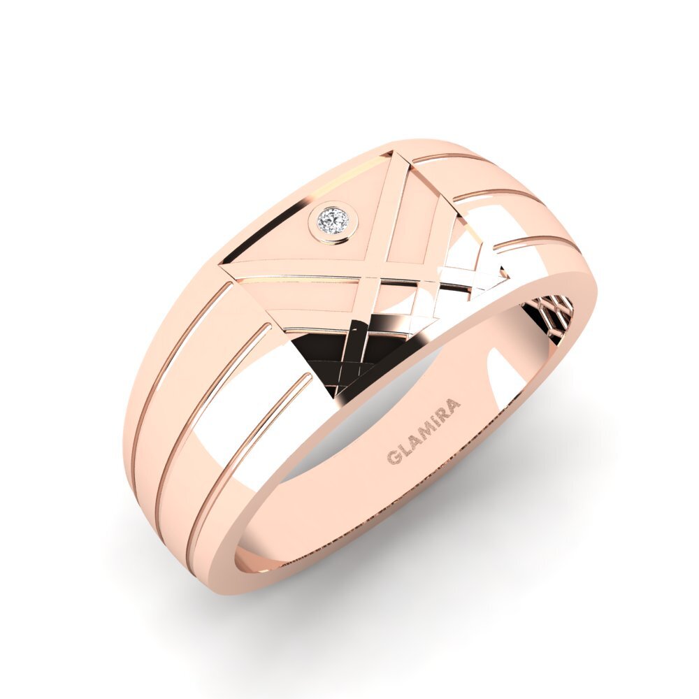 9ct Rose Gold White sapphire Men's Ring Darmanitan