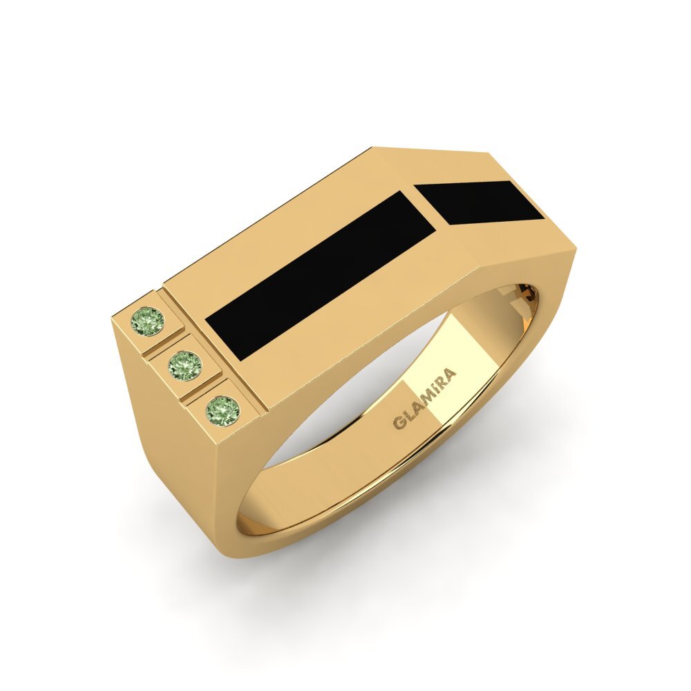 18ct Yellow Gold Green Diamond Men's Ring Degrader