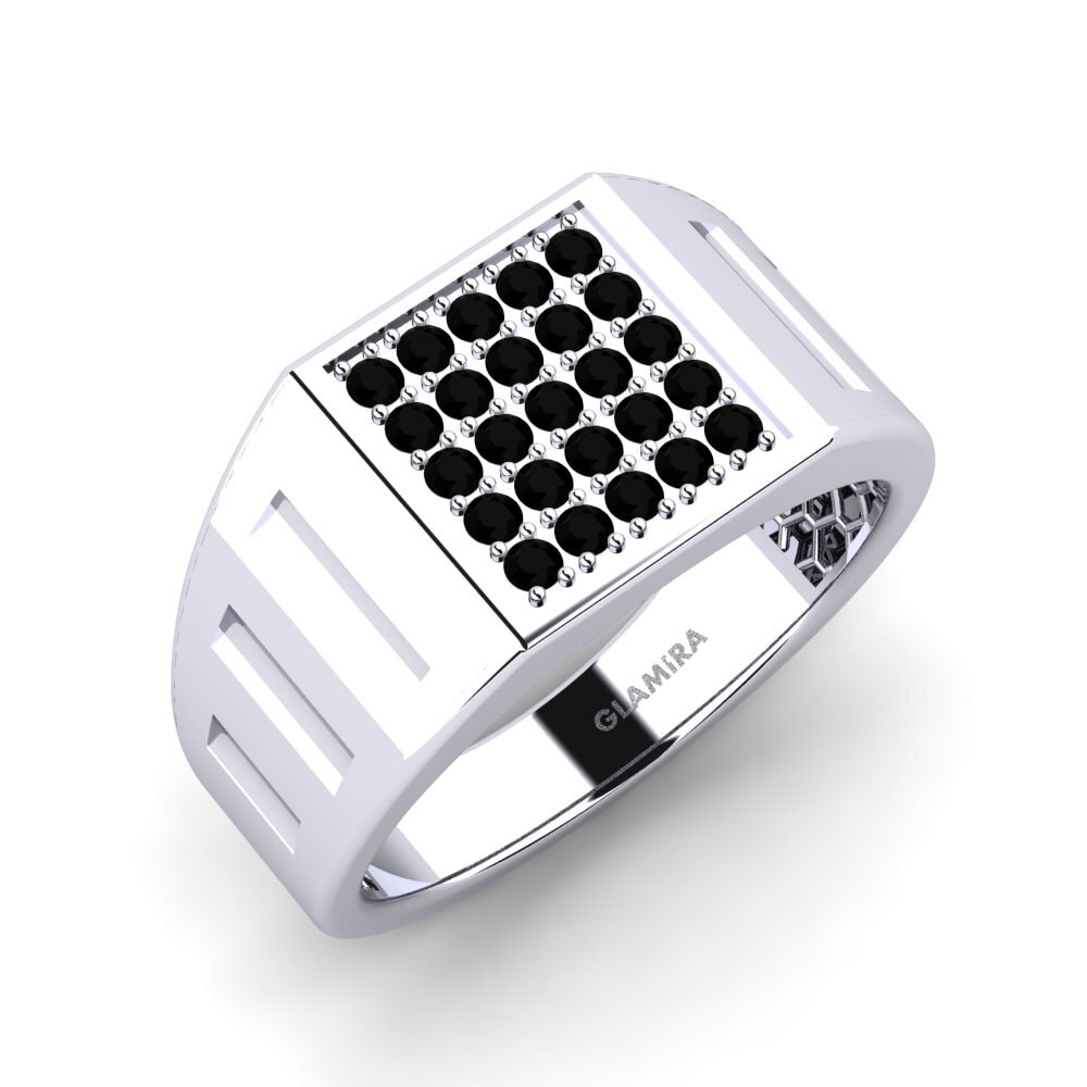 Weiß-Silber Schwarzer Diamant Herrenring Garbodor