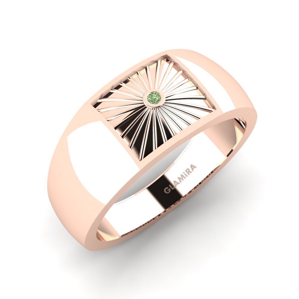 9ct Rose Gold Green Diamond Men's Ring Genesect