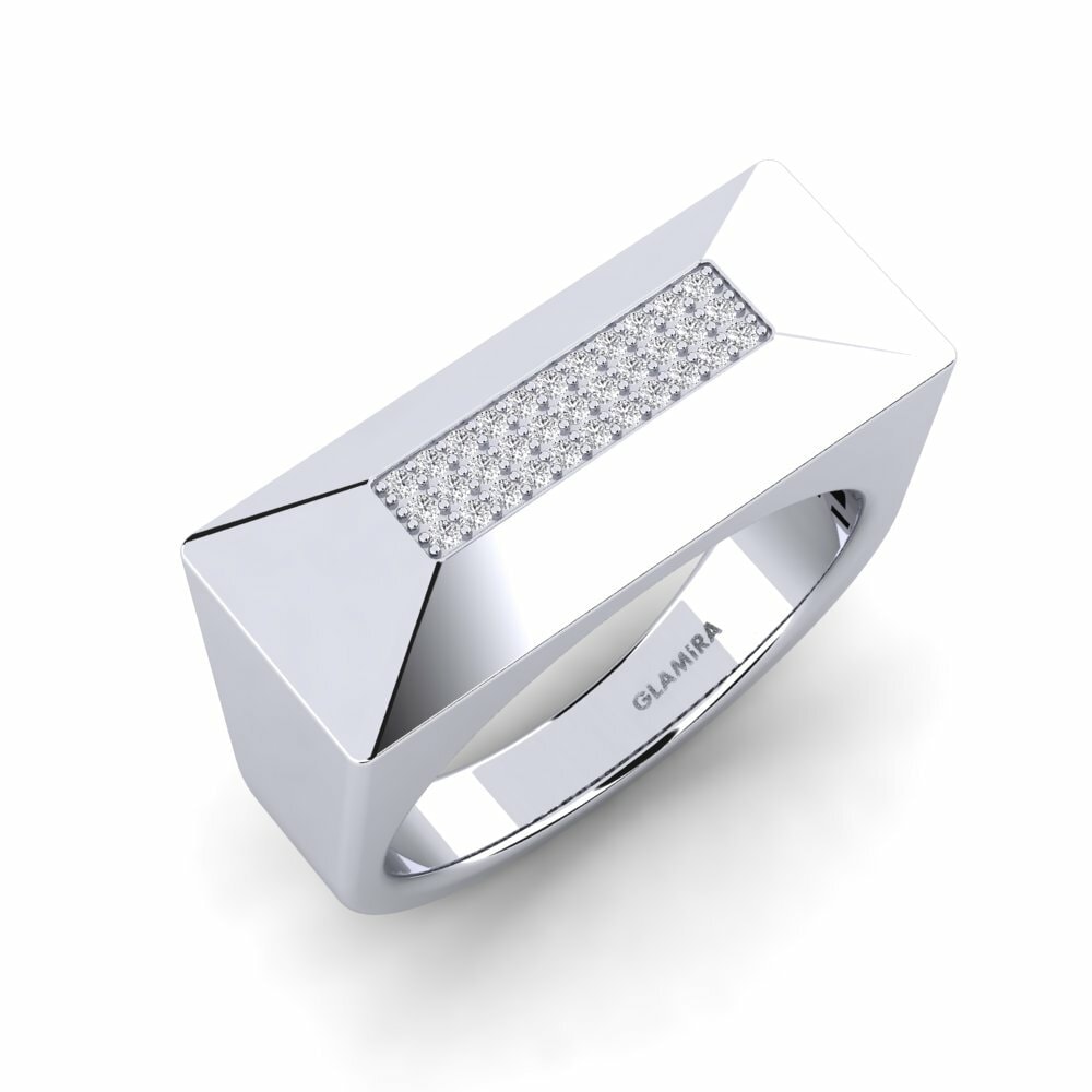 Weißgold 375 Rund Labor-gezüchteter Diamant Herrenring Heulwen