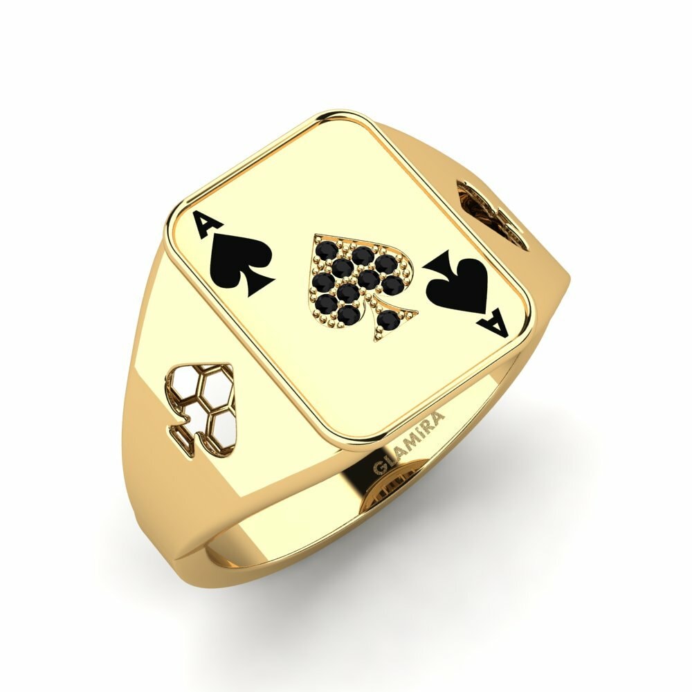 Signet Men's Rings Keavy 585 Yellow Gold Black Diamond