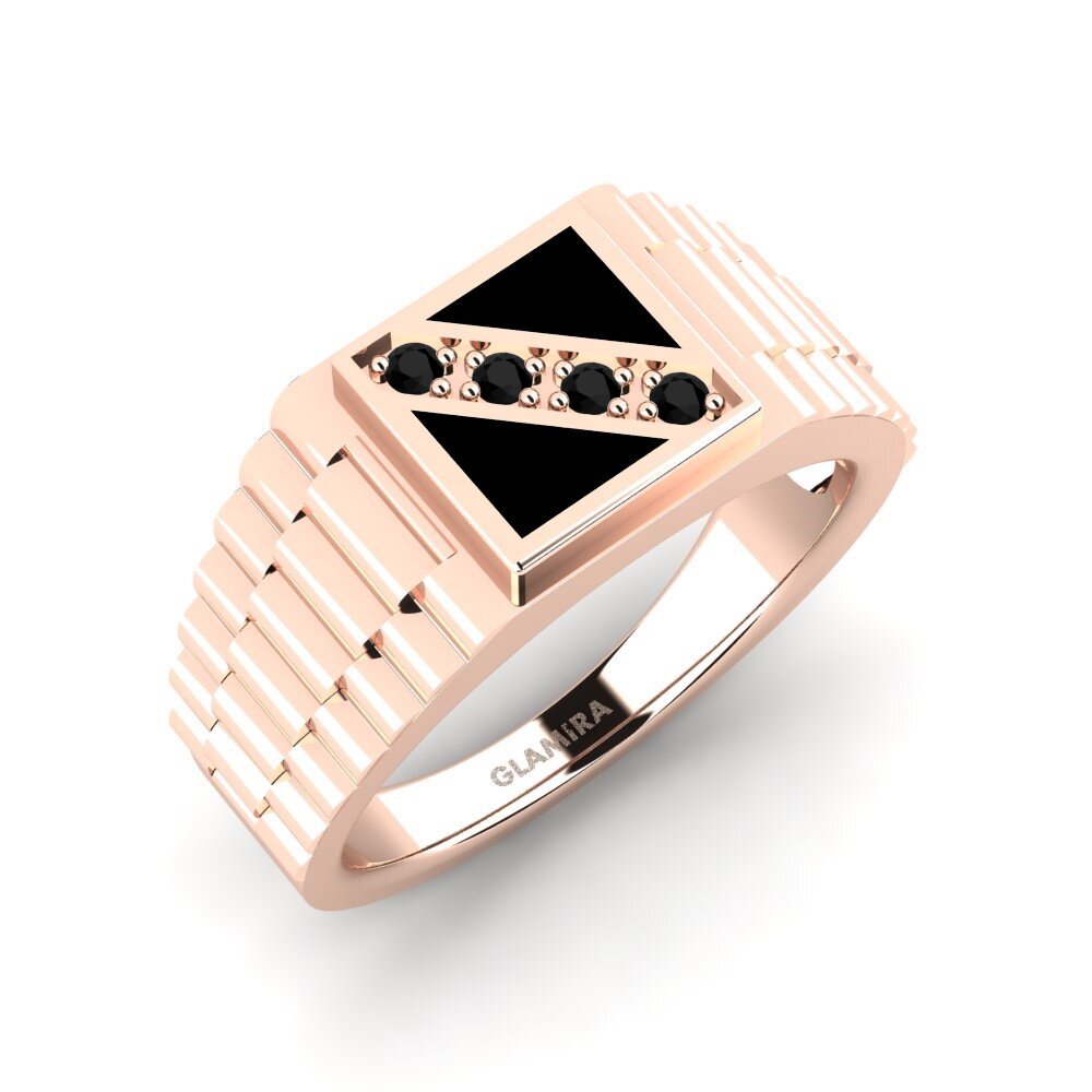 9ct Rose Gold Black Diamond Men's Ring Marcellus