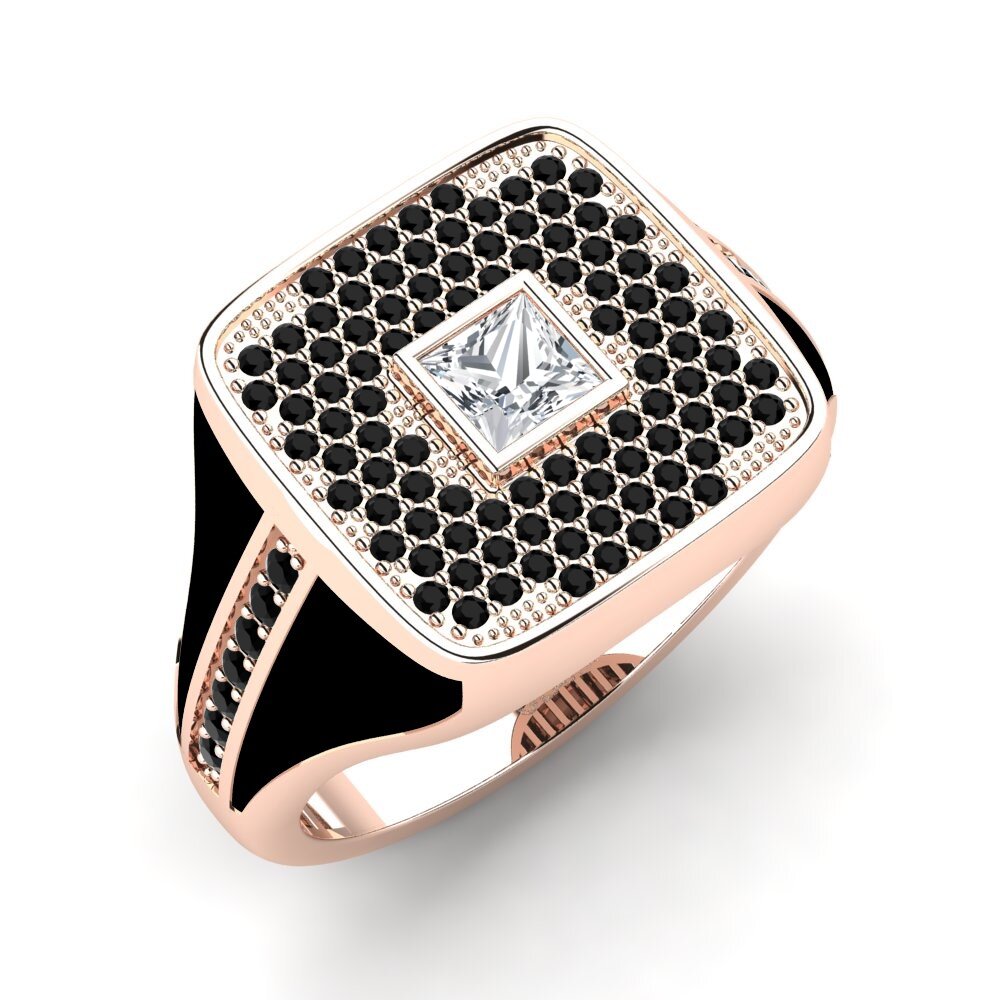 Rotgold 375 Weißer Zirkon Herrenring Palumbo