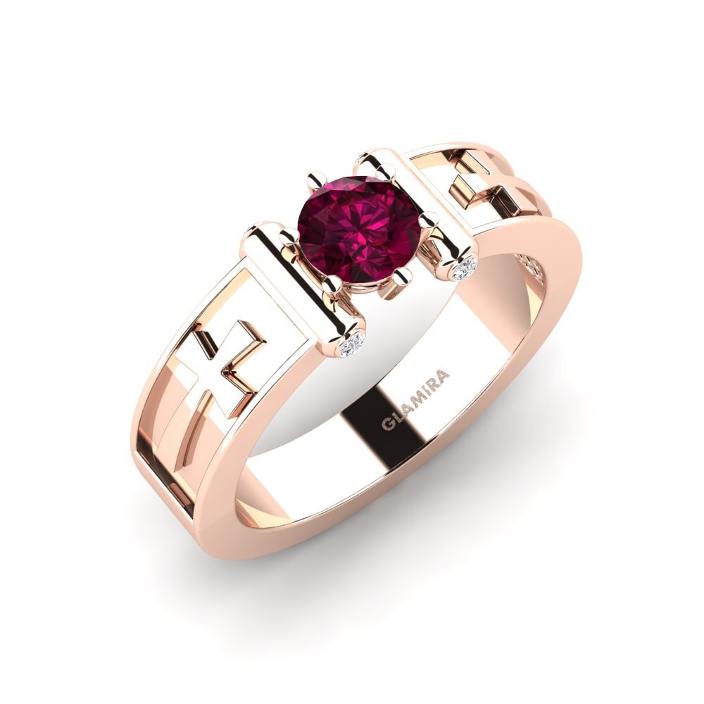 9ct Rose Gold Rhodolite Garnet Men's Ring Parker