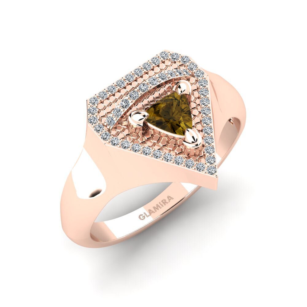 9ct Rose Gold Brown Zircon Men's Ring Patrika
