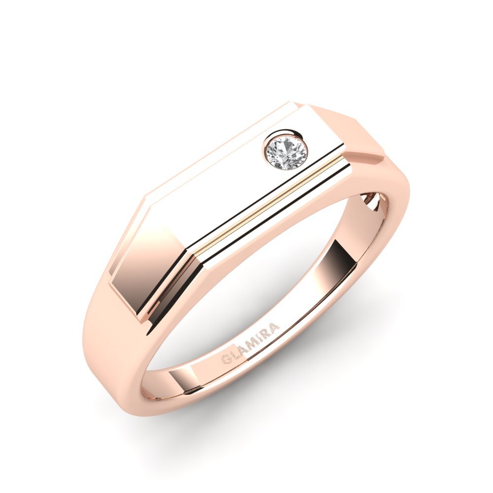 Oro Rosso 375 Zaffiro Bianco Anello da uomo Pineiro
