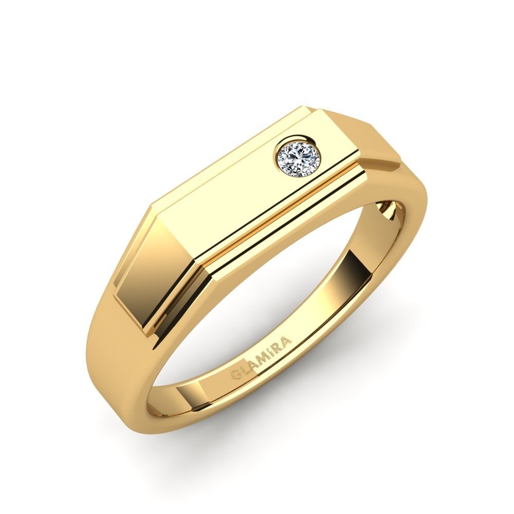 Oro Giallo 750 Zircone Anello da uomo Pineiro