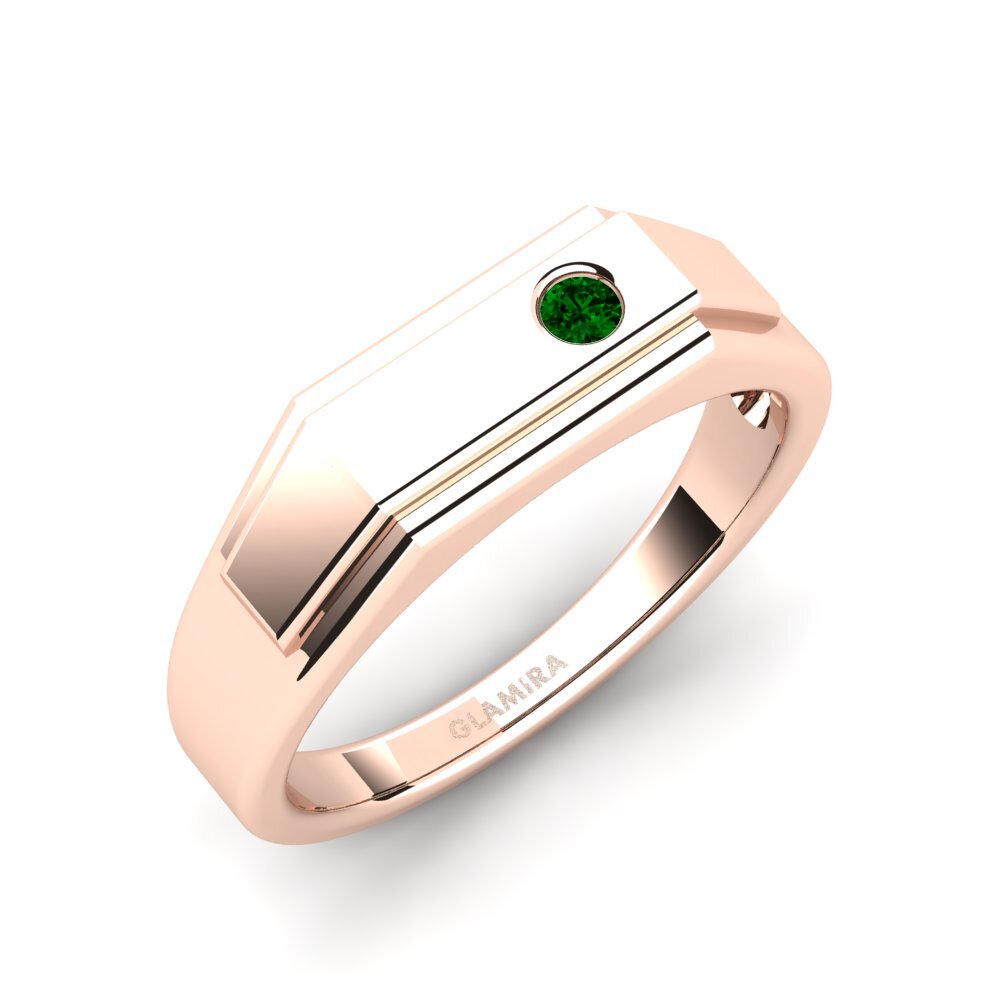 Oro Rosso 585 Zircone Verde Anello da uomo Pineiro
