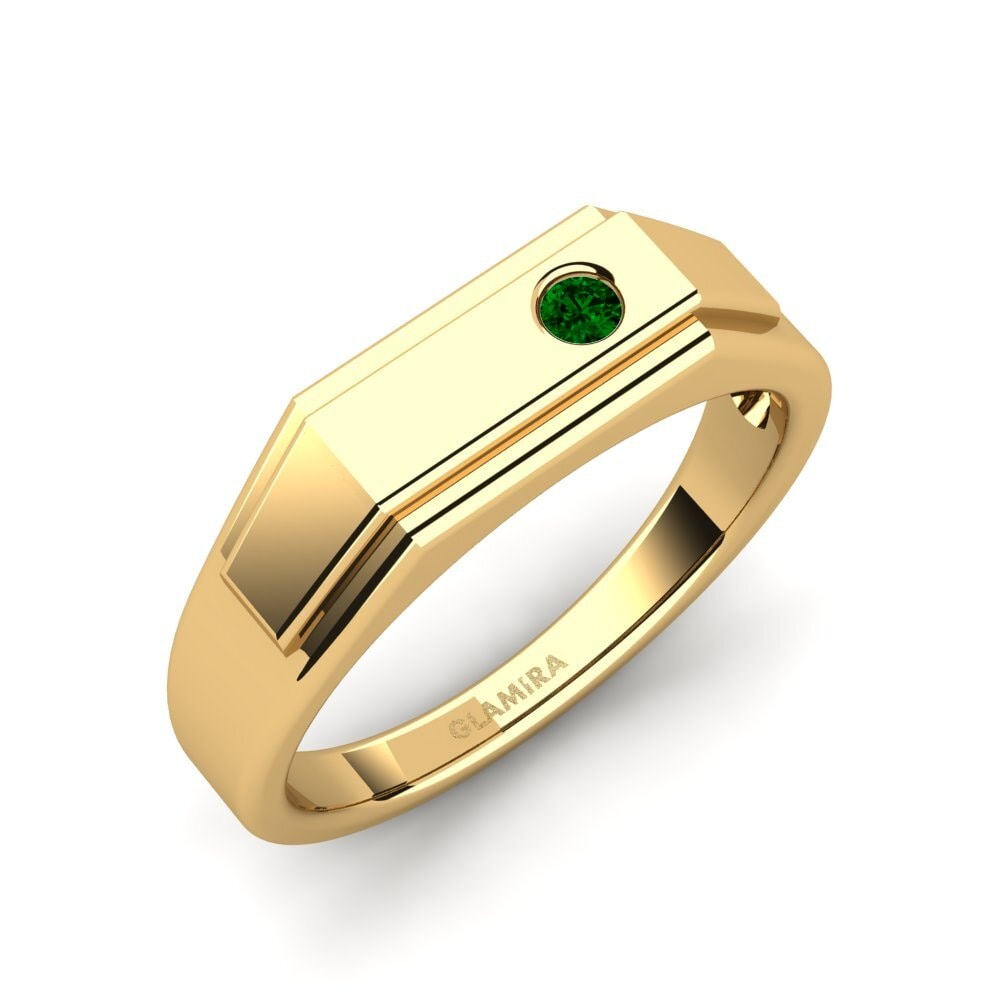 Oro Giallo 750 Zircone Verde Anello da uomo Pineiro