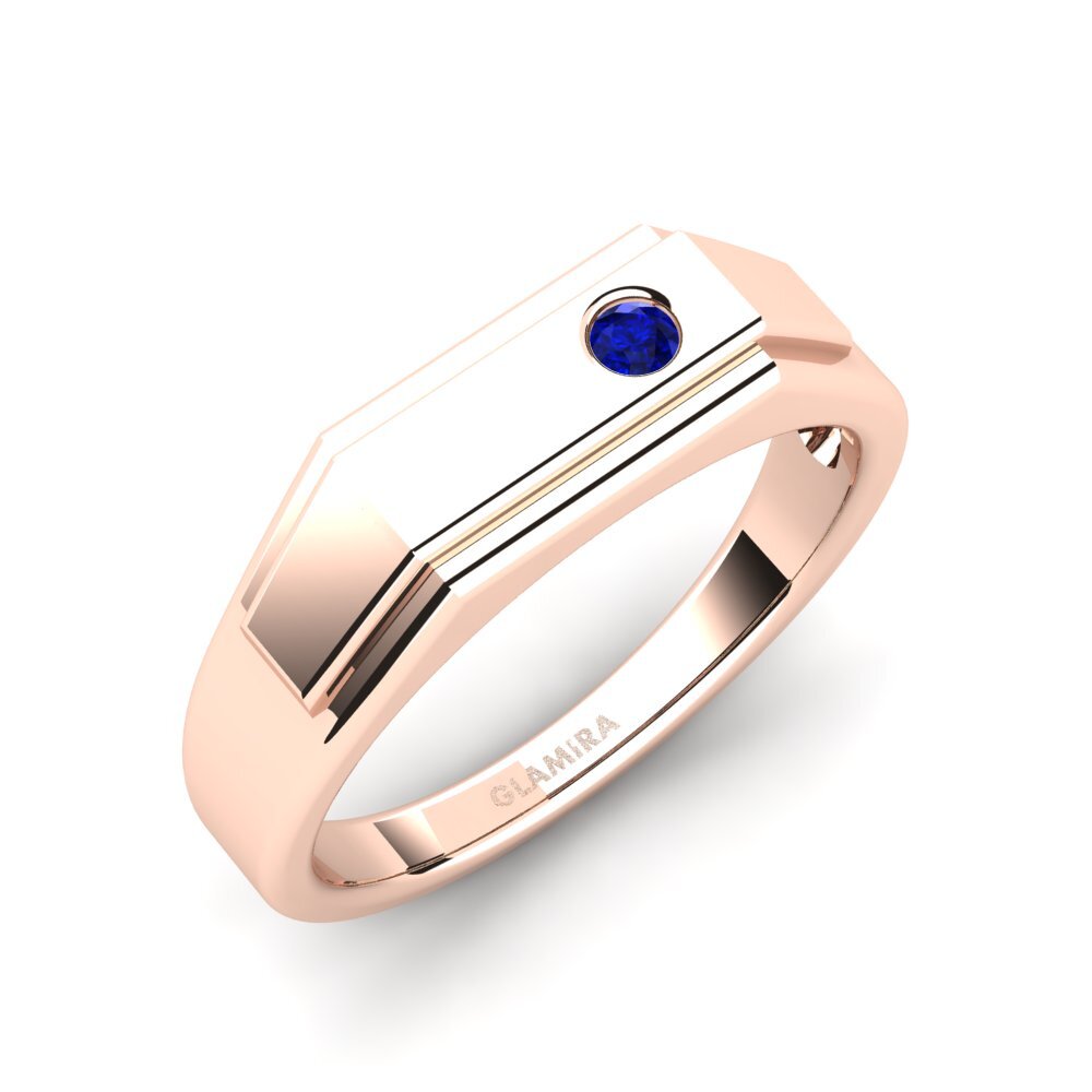 Oro Rosso 750 Zaffiro Anello da uomo Pineiro