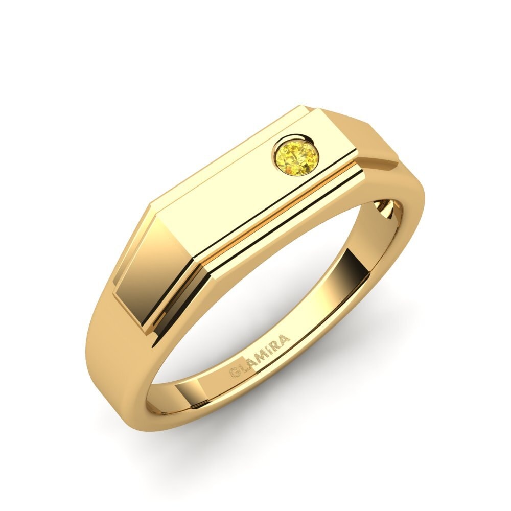 Oro Giallo 585 Zaffiro Giallo Anello da uomo Pineiro