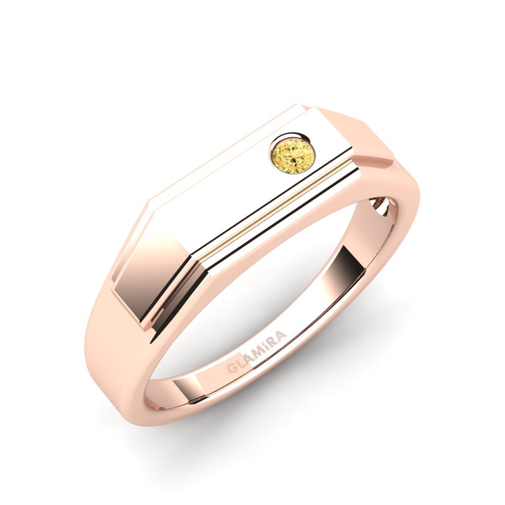 Oro Rosso 750 Diamante Giallo Anello da uomo Pineiro