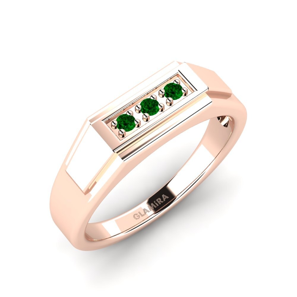 Oro Rosso 585 Zircone Verde Anello da uomo Plante
