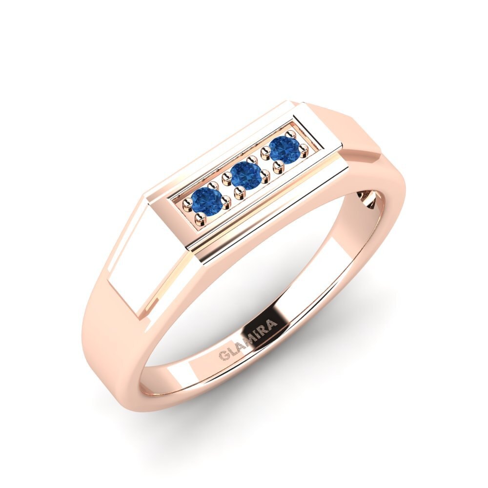 Oro Rosso 375 Zircone Blu Scuro Anello da uomo Plante
