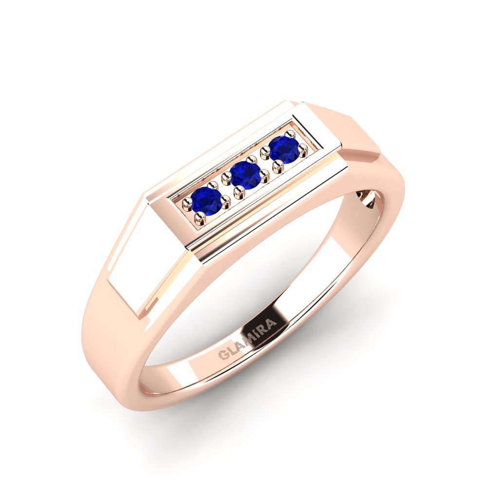 Oro Rosso 750 Zaffiro Anello da uomo Plante