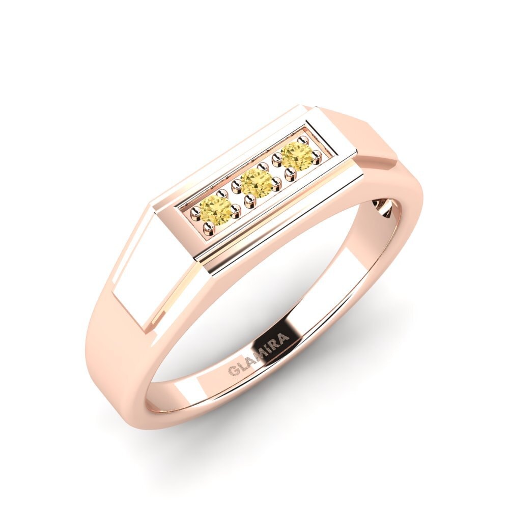 Oro Rosso 750 Diamante Giallo Anello da uomo Plante