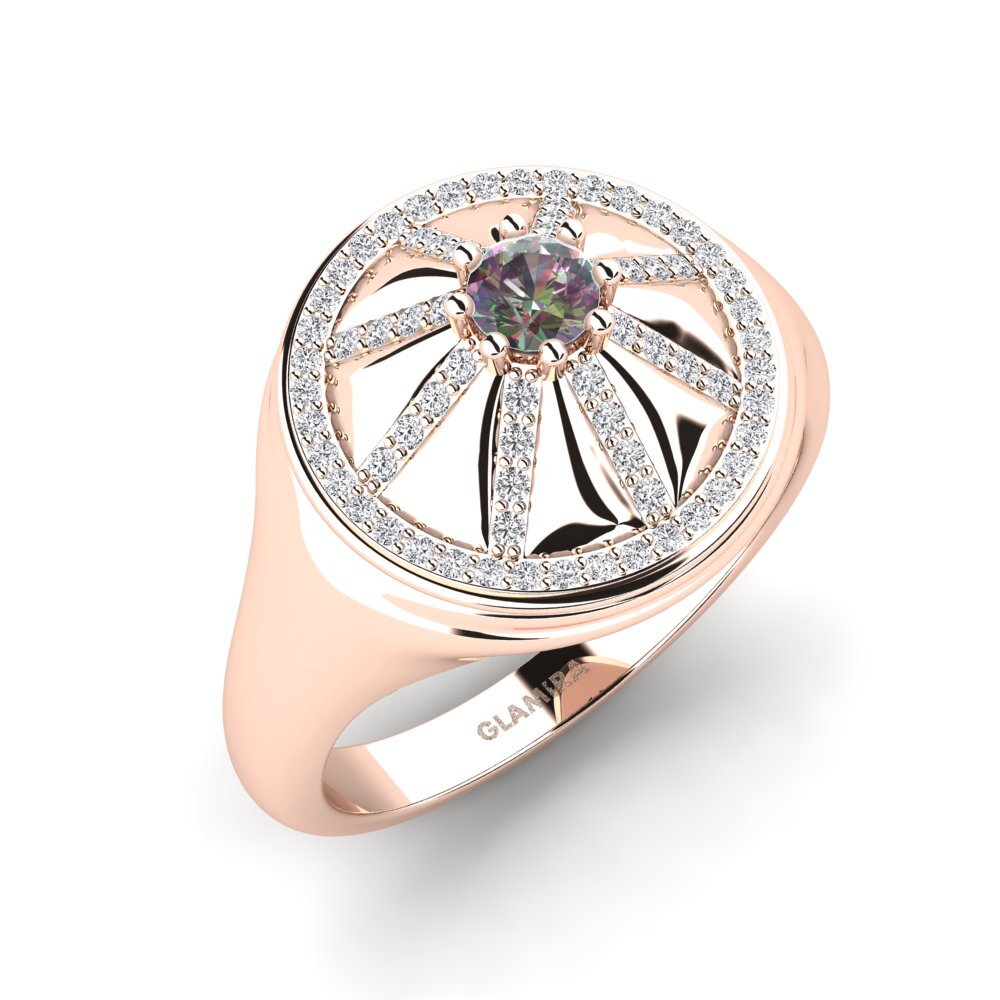 9ct Rose Gold Mystic Topaz Men's Ring Saffron