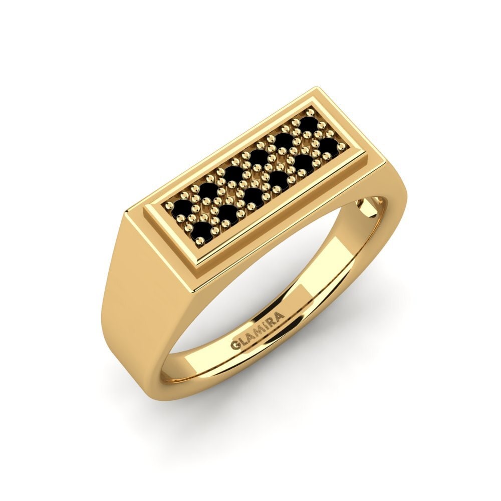 Oro Giallo 750 Diamante Nero Anello da uomo Scraggy