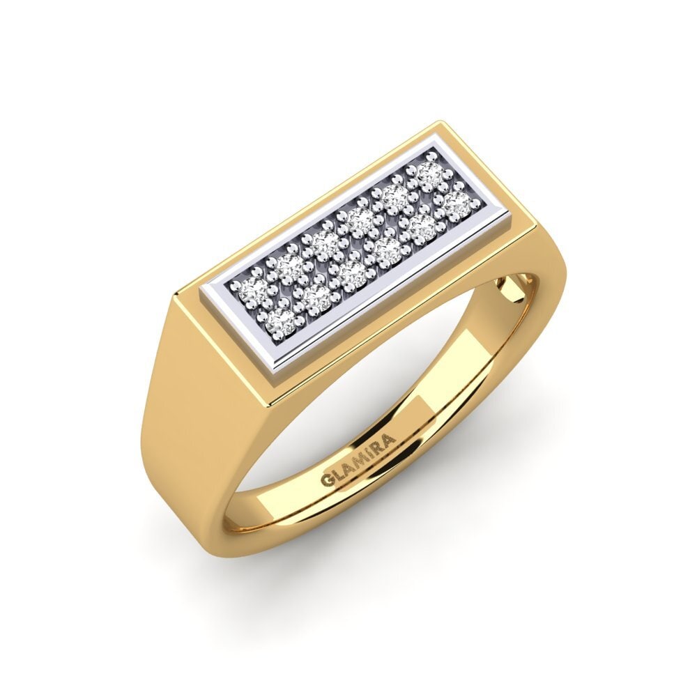 18k Oro Amarillo/Blanco Zafiro blanco Anillo de Hombre Scraggy
