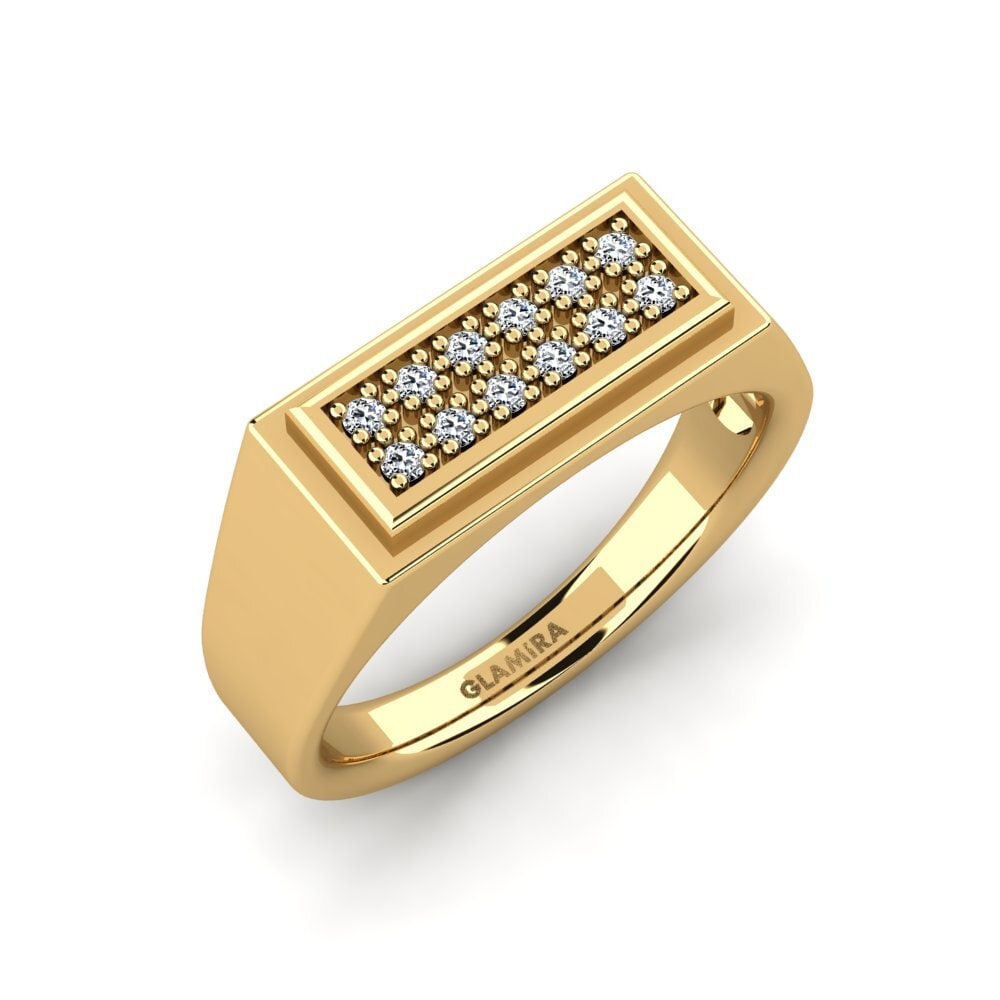 Oro Giallo 750 Zircone Anello da uomo Scraggy