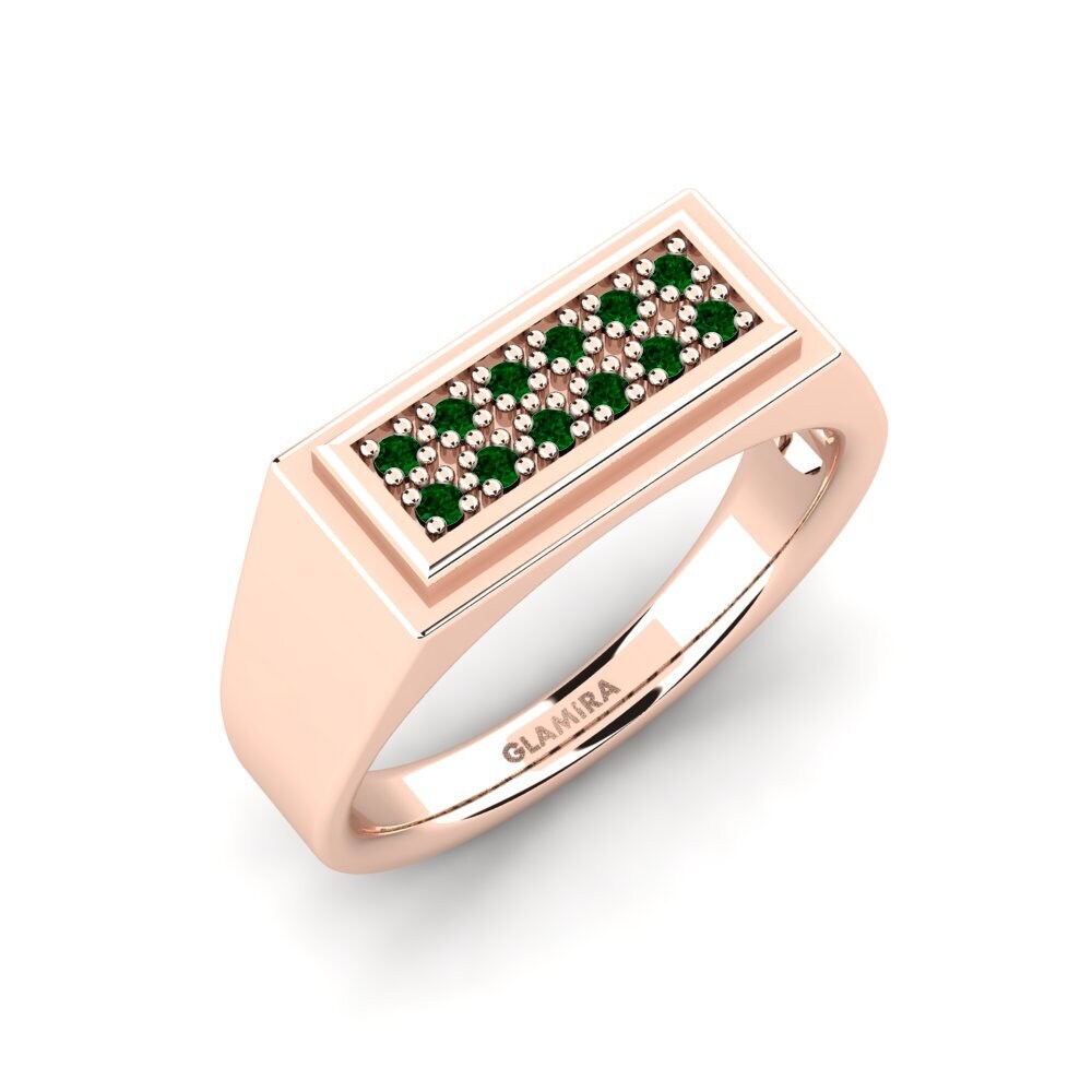 Oro Rosso 585 Zircone Verde Anello da uomo Scraggy