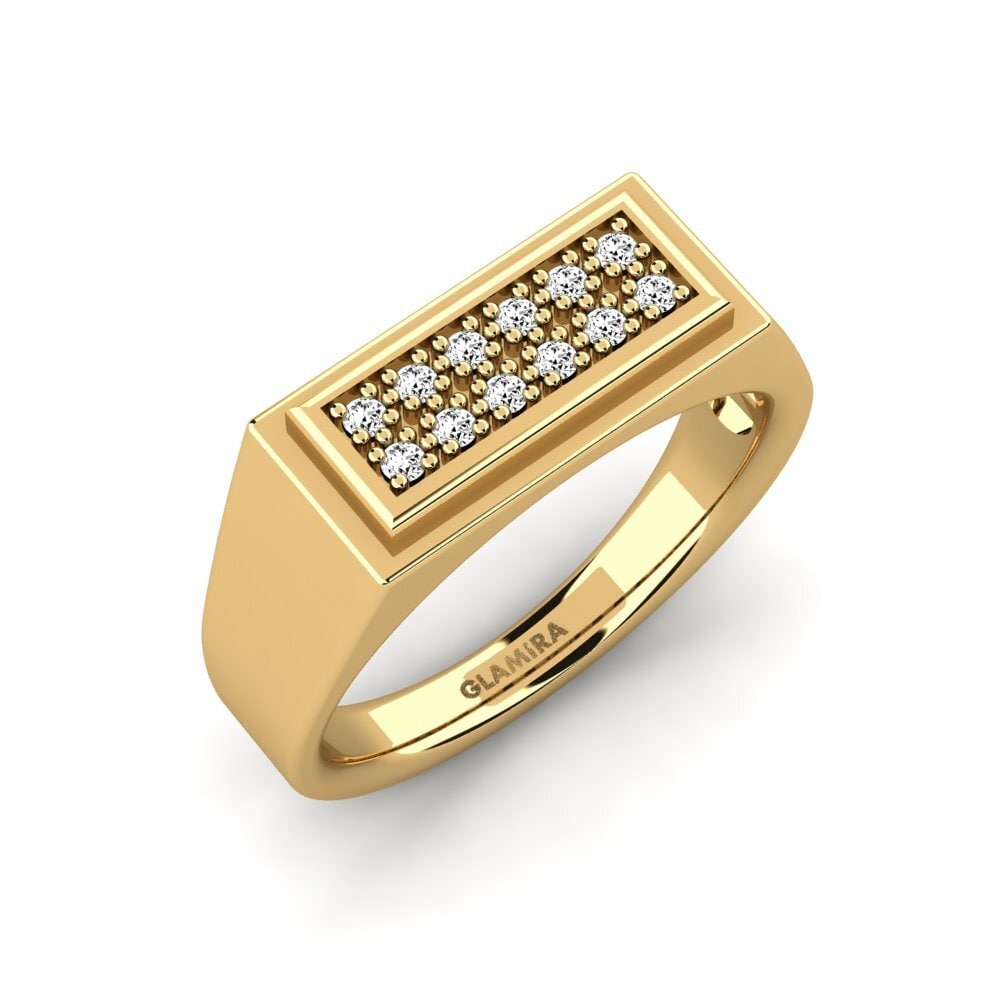 Oro Giallo 585 Moissanite Anello da uomo Scraggy