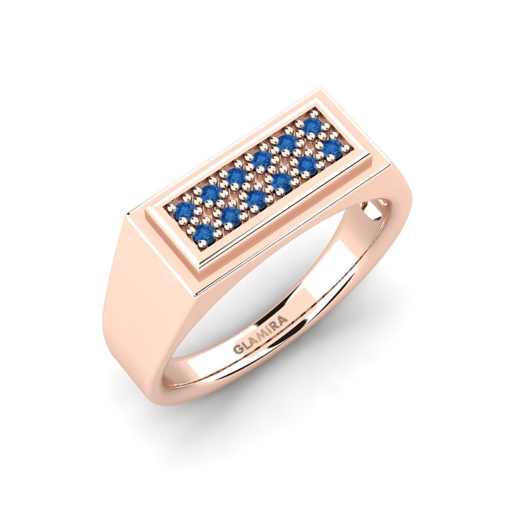 Oro Rosso 375 Zircone Blu Scuro Anello da uomo Scraggy