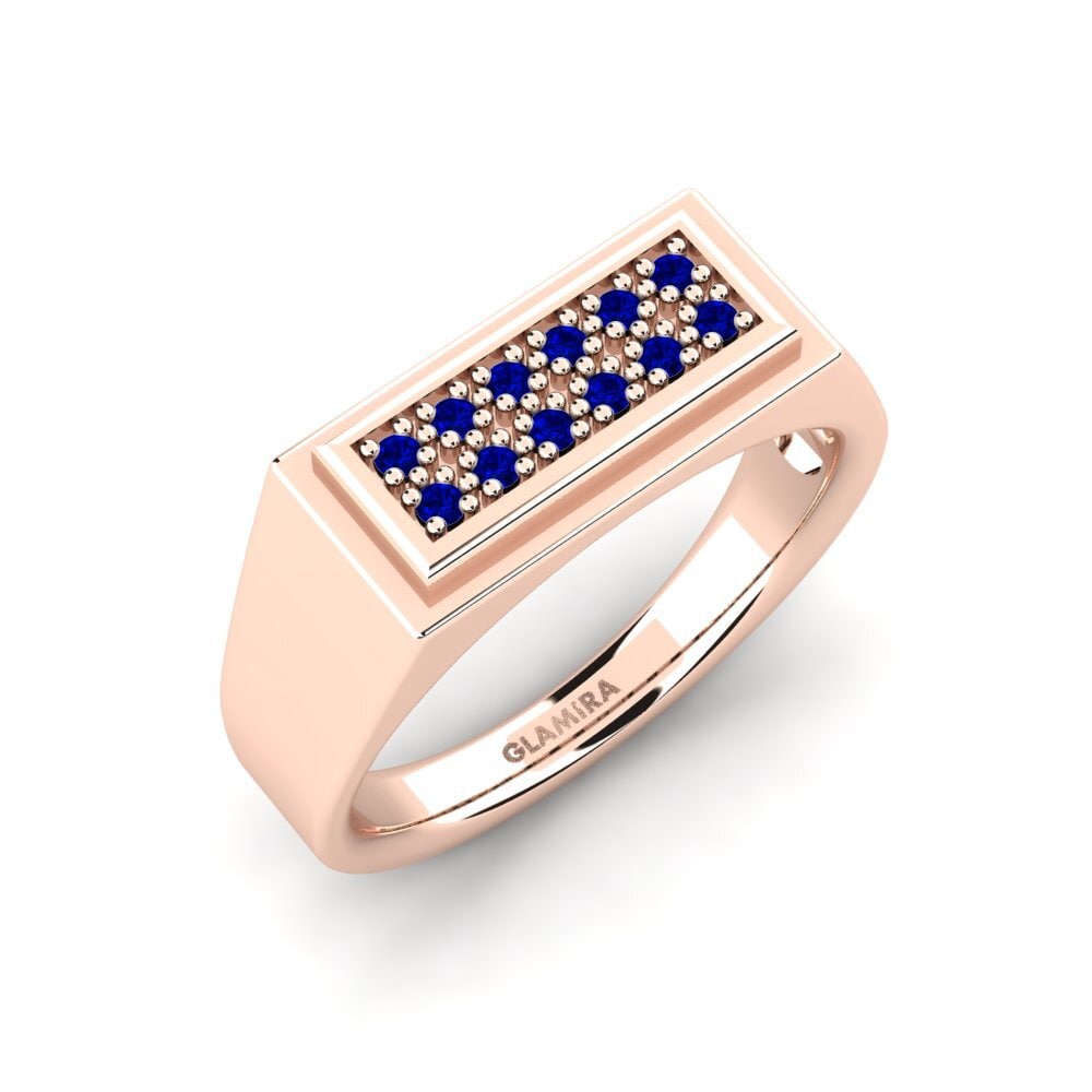 Oro Rosso 750 Zaffiro Anello da uomo Scraggy