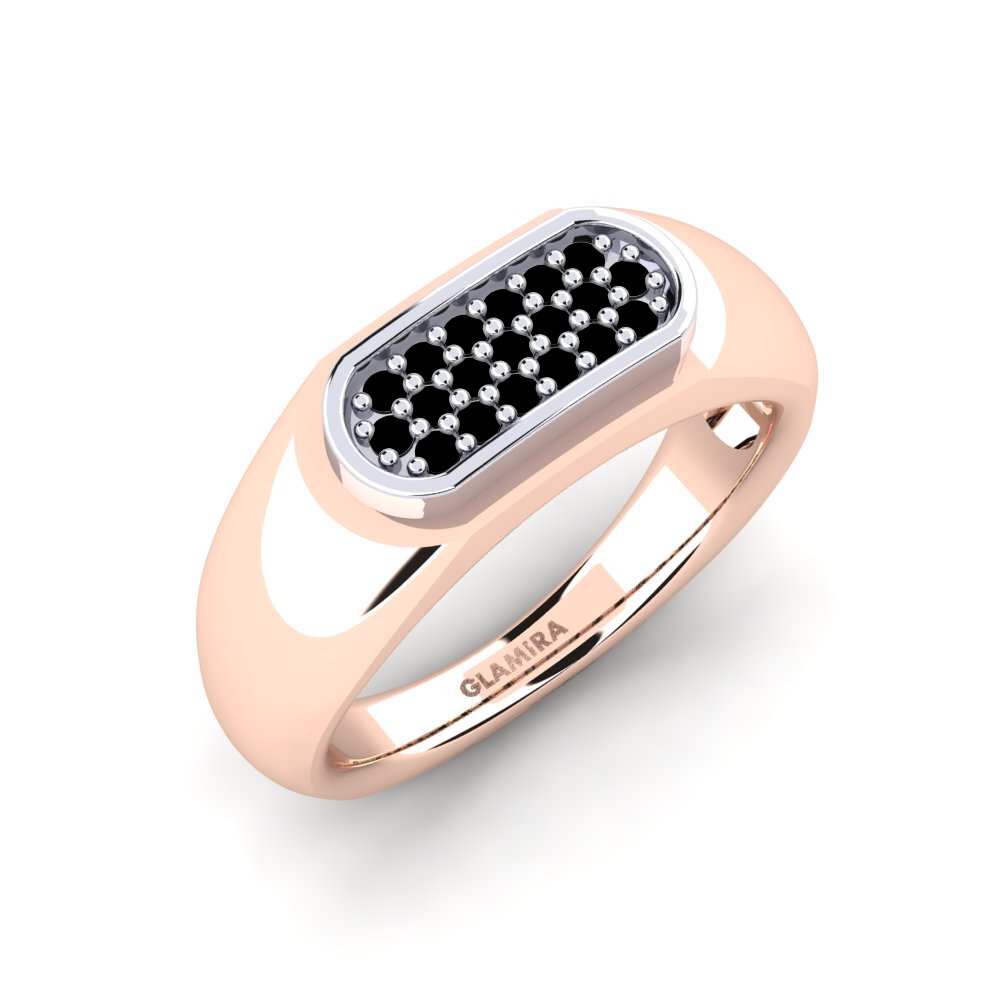 Oro Rosso & Bianco 585 Diamante Nero Anello da uomo Sewaddle