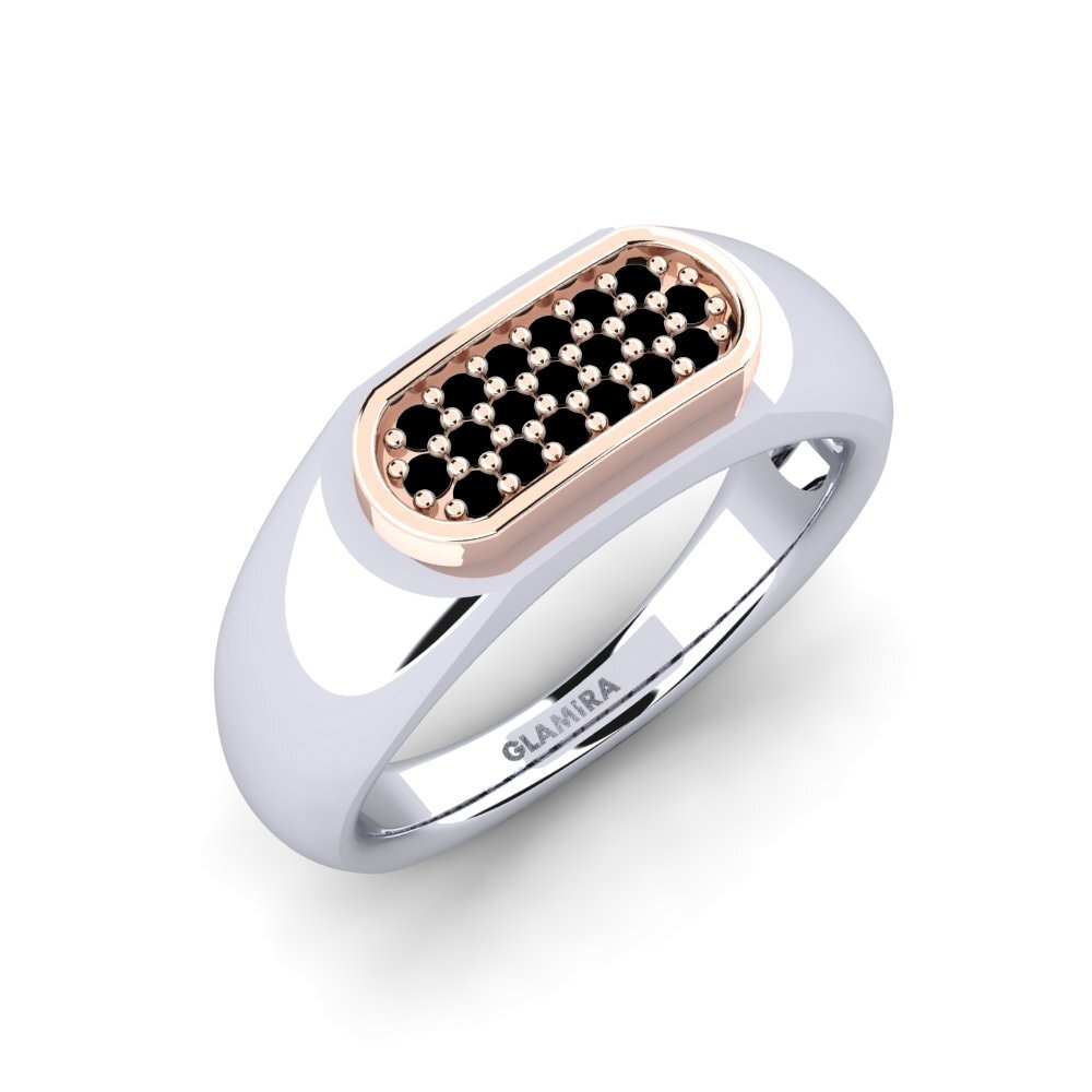 Oro Bianco & Rosso 375 Diamante Nero Anello da uomo Sewaddle
