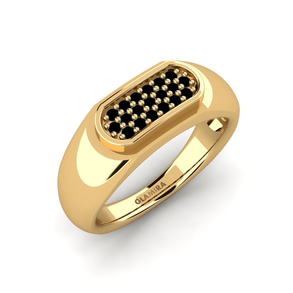 Oro Giallo 750 Diamante Nero Anello da uomo Sewaddle