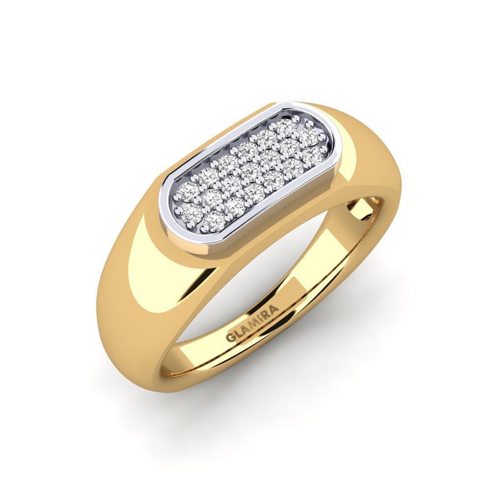 18k Oro Amarillo/Blanco Zafiro blanco Anillo de Hombre Sewaddle