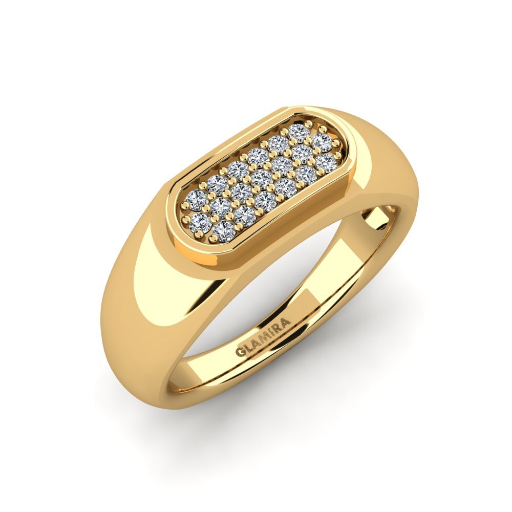Oro Giallo 750 Zircone Anello da uomo Sewaddle