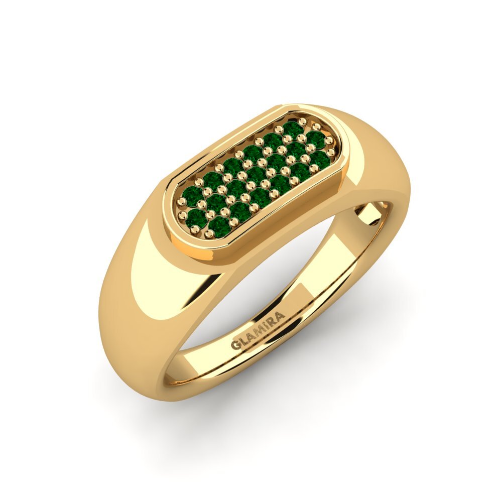 Oro Giallo 750 Zircone Verde Anello da uomo Sewaddle