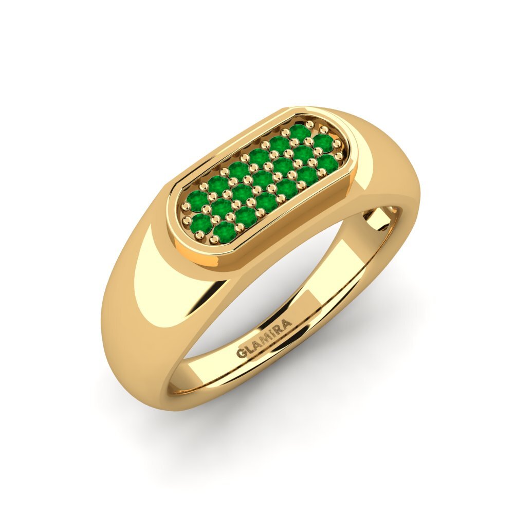 Oro Giallo 750 Smeraldo Anello da uomo Sewaddle