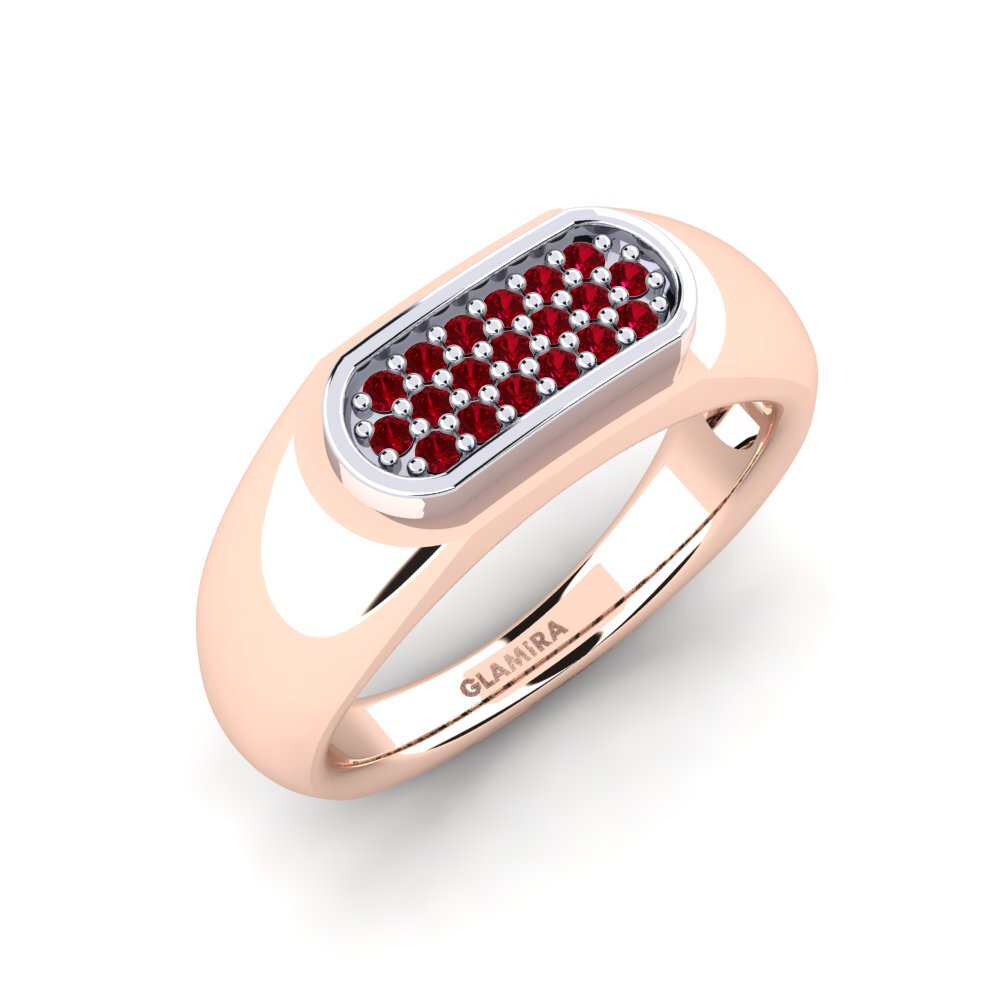 Oro Rosso & Bianco 750 Zircone Rosso Anello da uomo Sewaddle