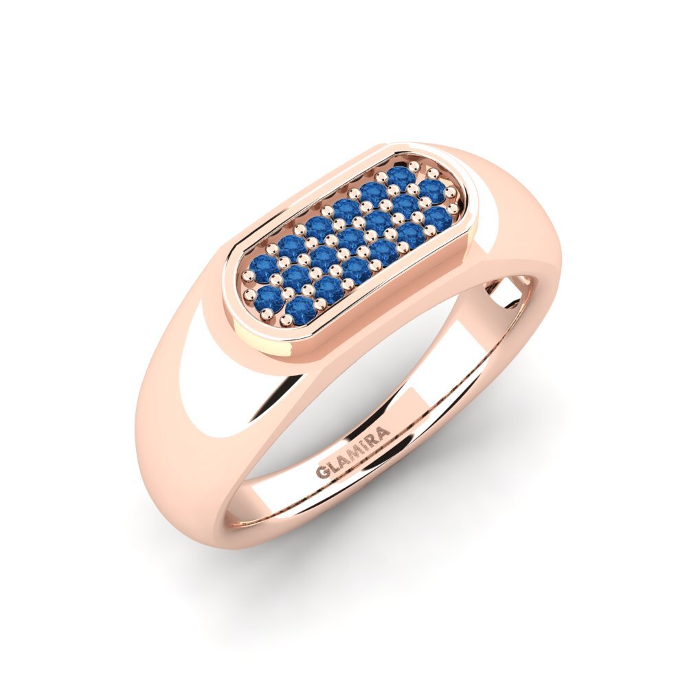 14K Rood Goud Donker Blauwe Zirkoon Heren ring Sewaddle