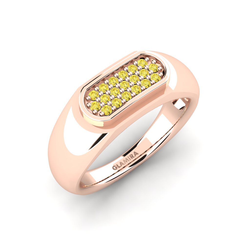 Oro Rosso 585 Zaffiro Giallo Anello da uomo Sewaddle
