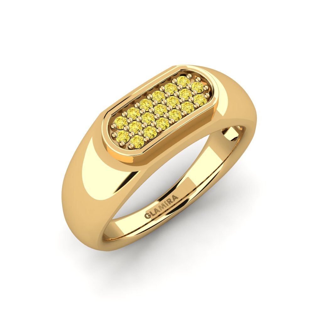 Oro Giallo 585 Zaffiro Giallo Anello da uomo Sewaddle