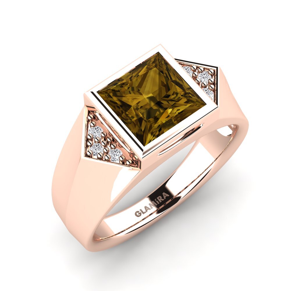 9ct Rose Gold Brown Zircon Men's Ring Shroomish