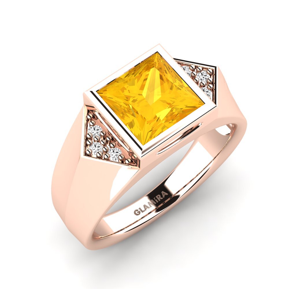 Oro Rosso 585 Citrino Anello da uomo Shroomish