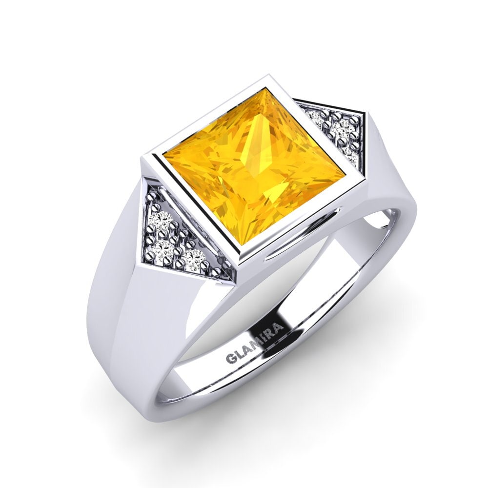 Oro Bianco 585 Citrino Anello da uomo Shroomish