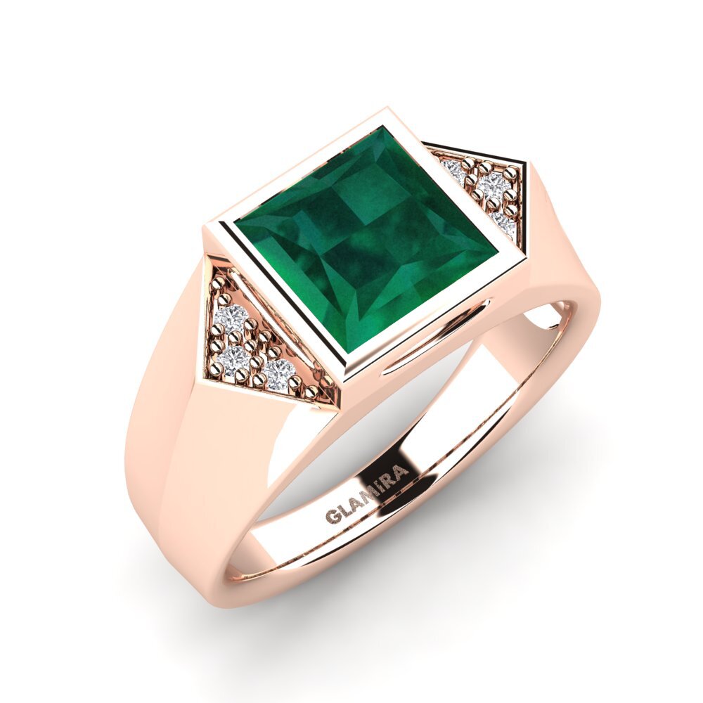 18k Oro Rosa Esmeralda Anillo de Hombre Shroomish