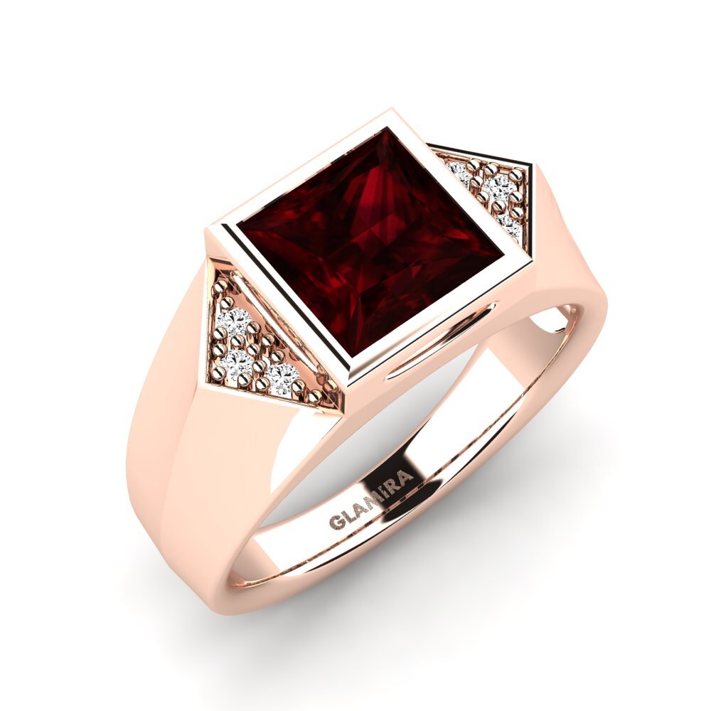 Oro Rosso 750 Granato Anello da uomo Shroomish